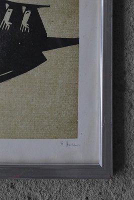 Åke Holm, Biblical Theme, Linocut, 1970s, Framed-ZAA-1742330