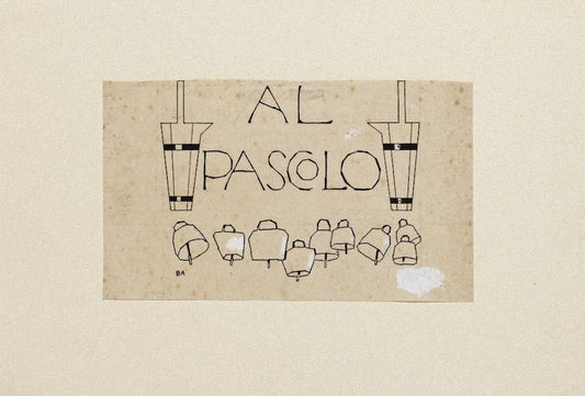 Al Pascolo - Original China Ink by Bruno Angoletta - Early 20th Century 20th Century