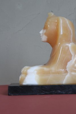 Alabaster and Marble Sphynx Lamp, 1930s-NTQ-561967