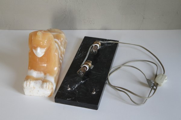 Alabaster and Marble Sphynx Lamp, 1930s-NTQ-561967