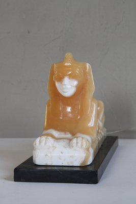 Alabaster and Marble Sphynx Lamp, 1930s-NTQ-561967