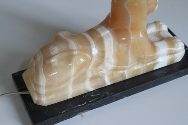 Alabaster and Marble Sphynx Lamp, 1930s-NTQ-561967