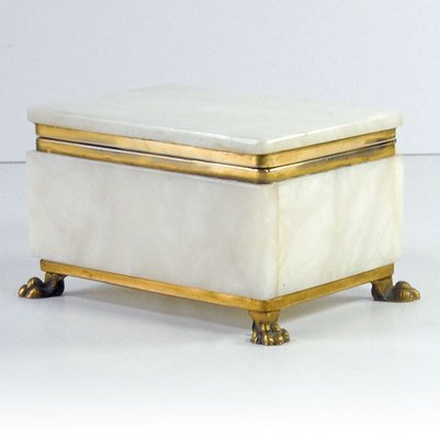 Alabaster Box with Lions Paw Feet, Italy, 1960s-GIW-1701955