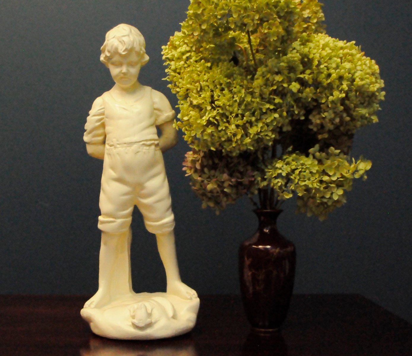 Alabaster Boy and Frog Statuette