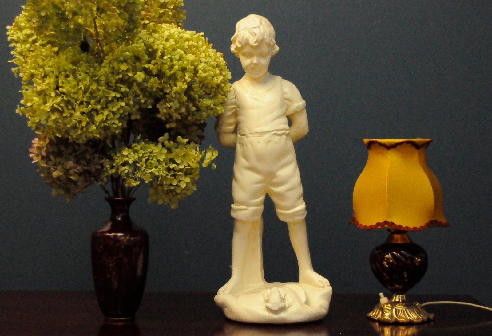 Alabaster Boy and Frog Statuette