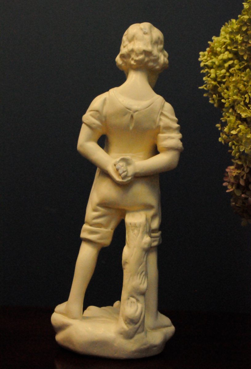 Alabaster Boy and Frog Statuette