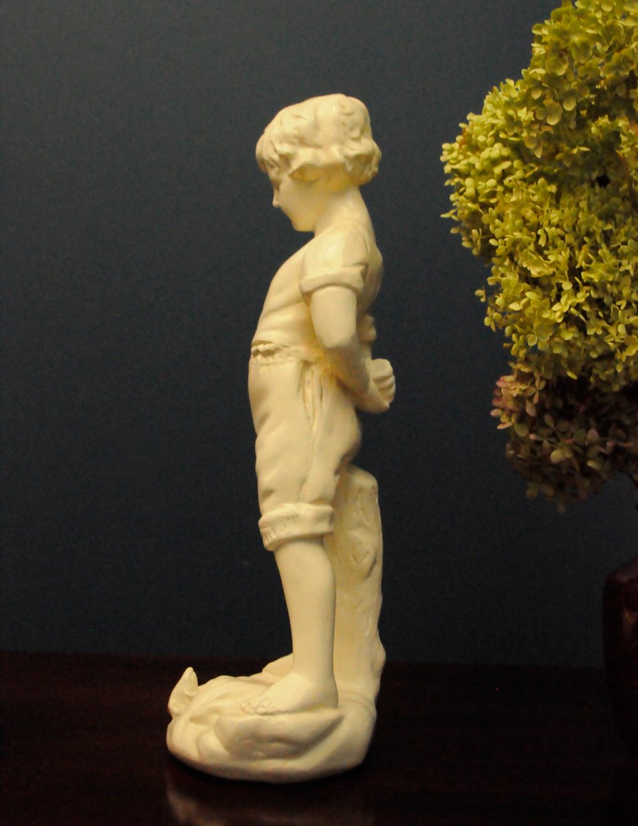 Alabaster Boy and Frog Statuette