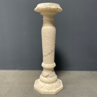 Alabaster Religious Column Carved-NPL-1361372