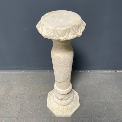 Alabaster Religious Column Carved-NPL-1361372