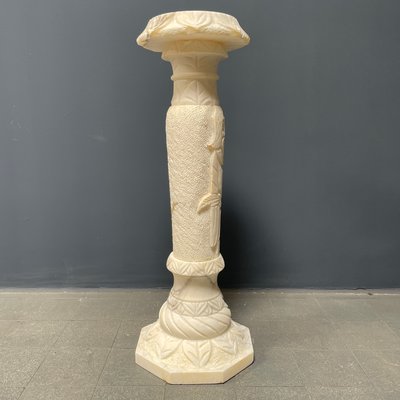 Alabaster Religious Column Carved-NPL-1361372