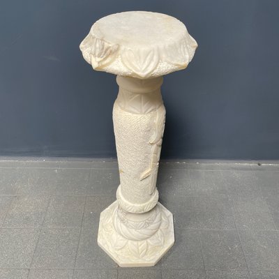 Alabaster Religious Column Carved-NPL-1361372