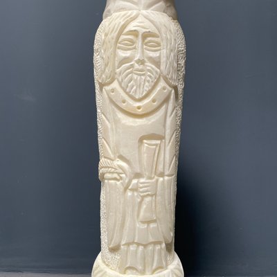 Alabaster Religious Column Carved-NPL-1361372