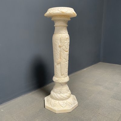 Alabaster Religious Column Carved-NPL-1361372