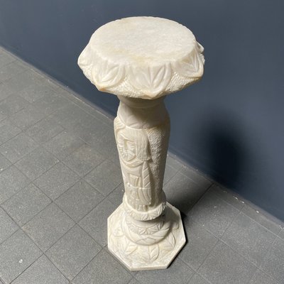 Alabaster Religious Column Carved-NPL-1361372