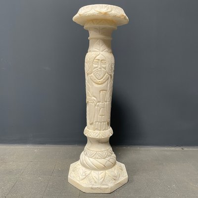 Alabaster Religious Column Carved-NPL-1361372