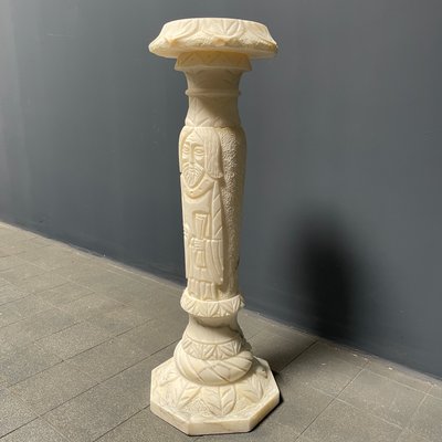 Alabaster Religious Column Carved-NPL-1361372