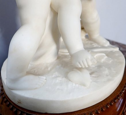 Alabaster Sculpture of Two Lovers Fighting over a Heart, 19th-Century-RVK-1123558