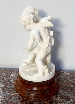 Alabaster Sculpture of Two Lovers Fighting over a Heart, 19th-Century-RVK-1123558