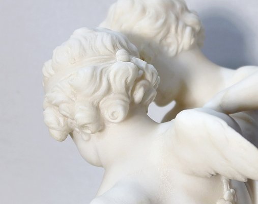 Alabaster Sculpture of Two Lovers Fighting over a Heart, 19th-Century-RVK-1123558