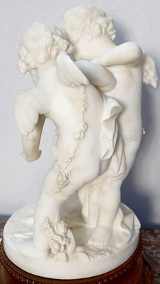 Alabaster Sculpture of Two Lovers Fighting over a Heart, 19th-Century-RVK-1123558