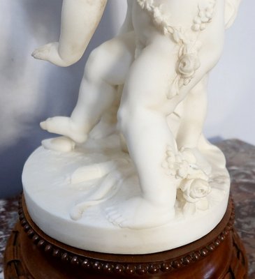 Alabaster Sculpture of Two Lovers Fighting over a Heart, 19th-Century-RVK-1123558