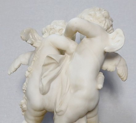 Alabaster Sculpture of Two Lovers Fighting over a Heart, 19th-Century-RVK-1123558