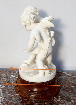 Alabaster Sculpture of Two Lovers Fighting over a Heart, 19th-Century-RVK-1123558