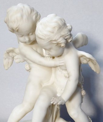 Alabaster Sculpture of Two Lovers Fighting over a Heart, 19th-Century-RVK-1123558