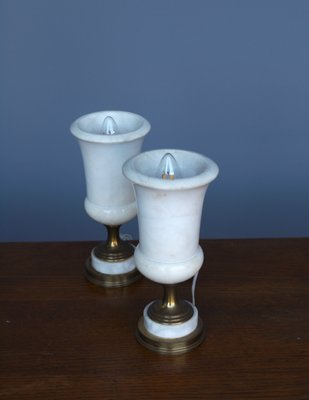 Alabaster Torchiere Table Lamps, 1950s, Set of 2-ZBW-1195967