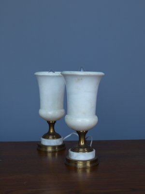 Alabaster Torchiere Table Lamps, 1950s, Set of 2-ZBW-1195967