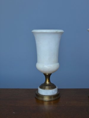 Alabaster Torchiere Table Lamps, 1950s, Set of 2-ZBW-1195967