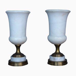 Alabaster Torchiere Table Lamps, 1950s, Set of 2-ZBW-1195967