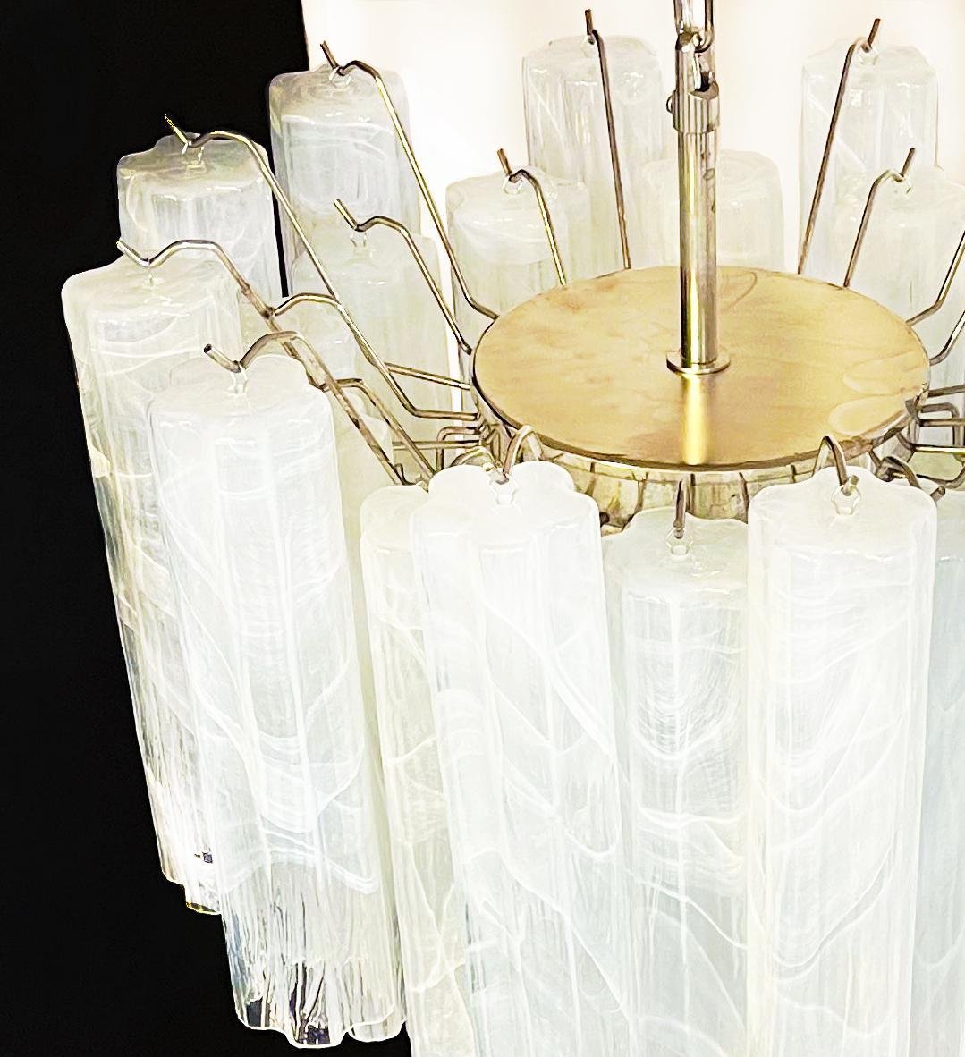 Alabaster White Glass Tubes Chandelier, 1980s