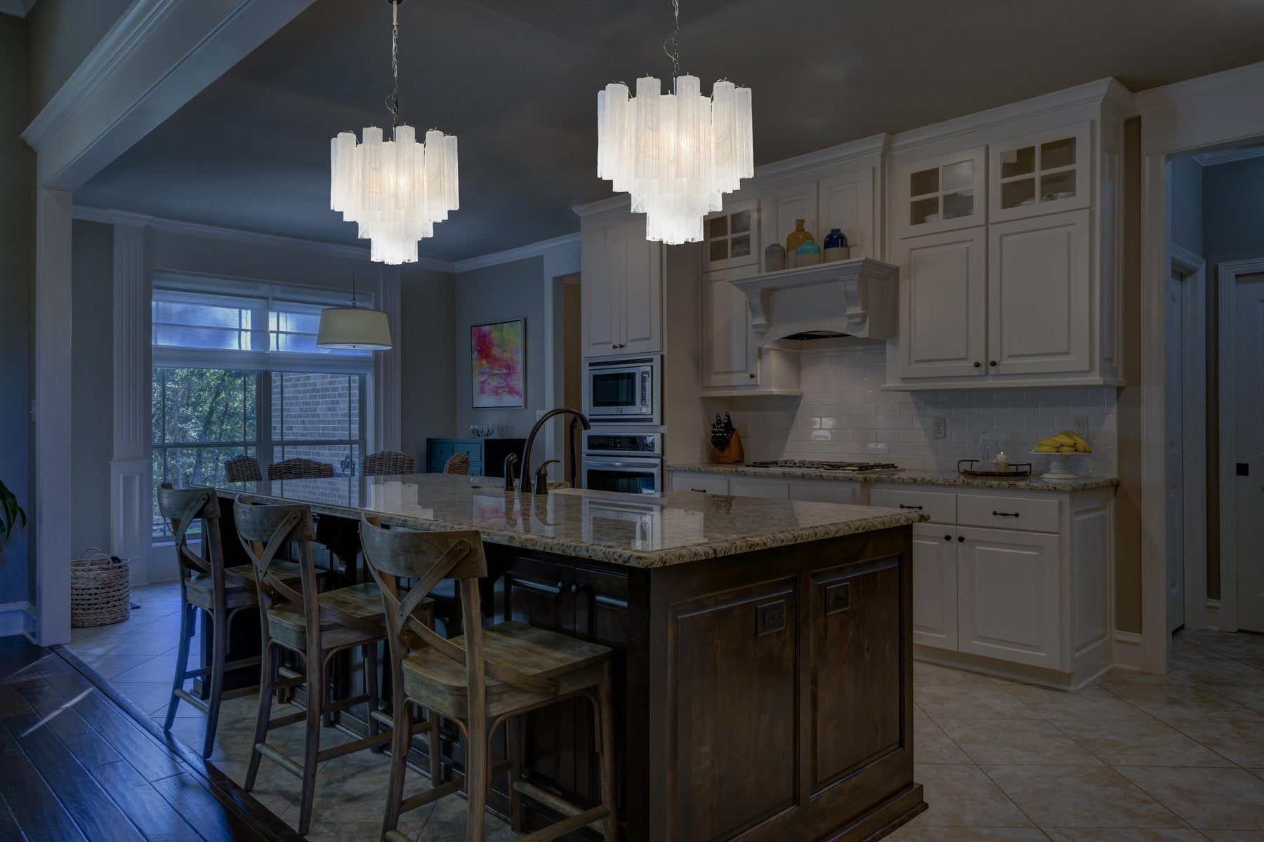 Alabaster White Glass Tubes Chandelier, 1980s