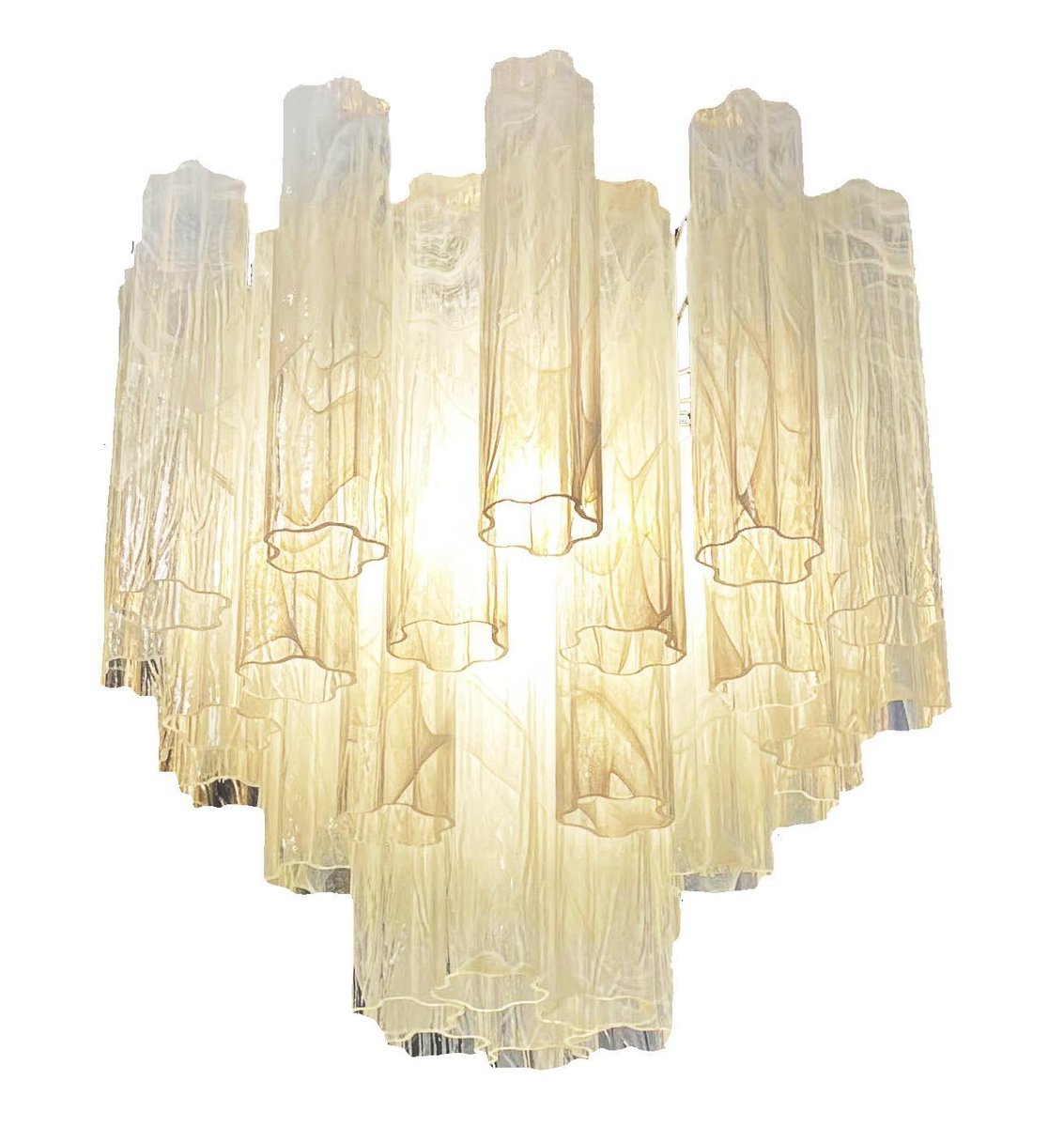 Alabaster White Glass Tubes Chandelier, 1980s