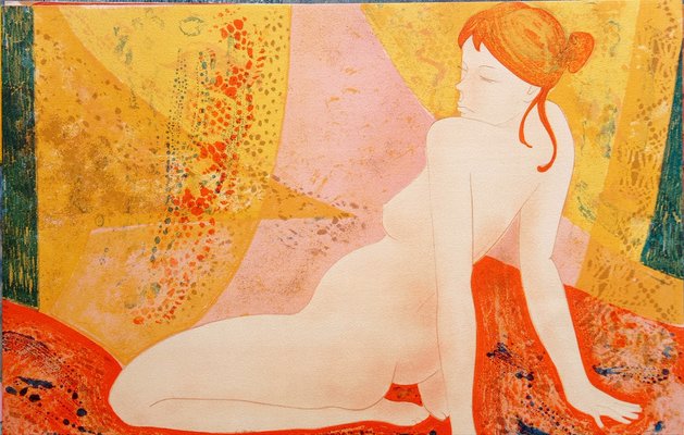 Alain Bonnefoit, Nude, Chromolithograph on Arches Paper, 1970s-NRC-1766162