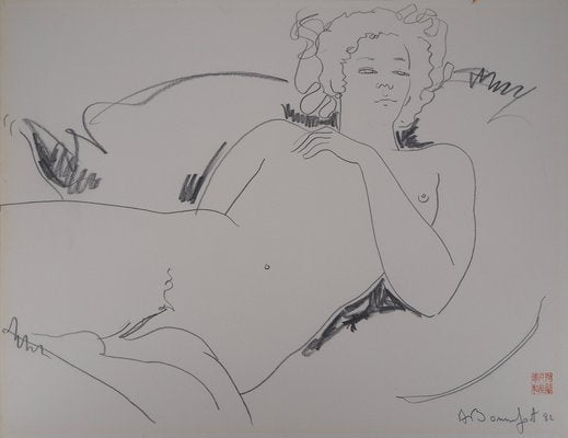 Alain Bonnefoit, Nude Woman, Original Drawing-KHH-1198839