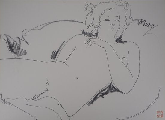 Alain Bonnefoit, Nude Woman, Original Drawing-KHH-1198839