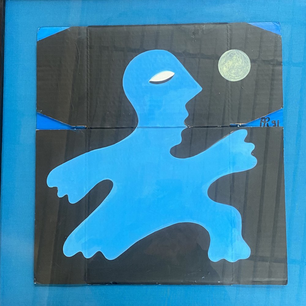 Alain Rothstein, The Blue Man, 1991, Oil on Cardboard, Framed