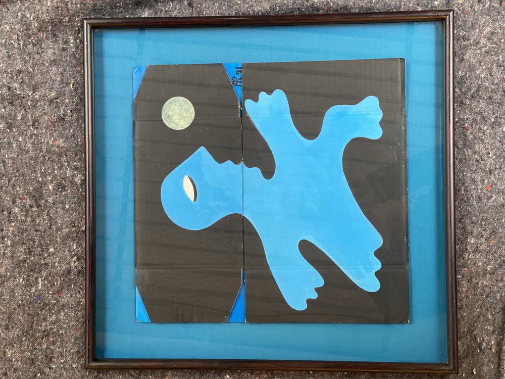 Alain Rothstein, The Blue Man, 1991, Oil on Cardboard, Framed