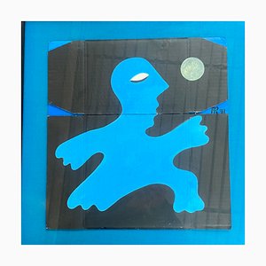 Alain Rothstein, The Blue Man, 1991, Oil on Cardboard, Framed-ICD-1742480