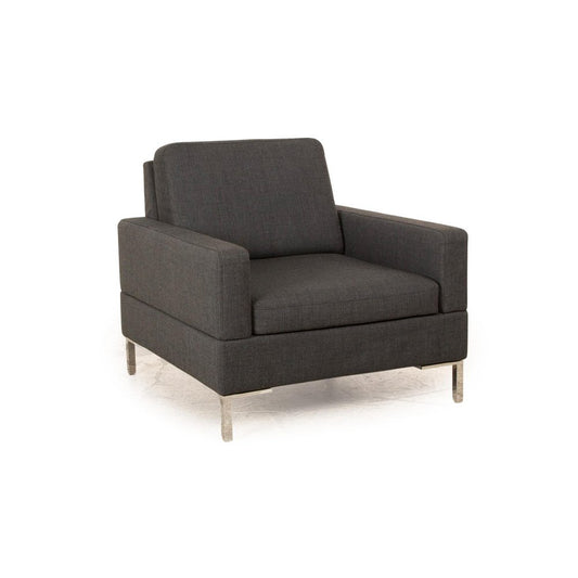 Alba Fabric Armchair in Grey with Chrome Feet from Brühl