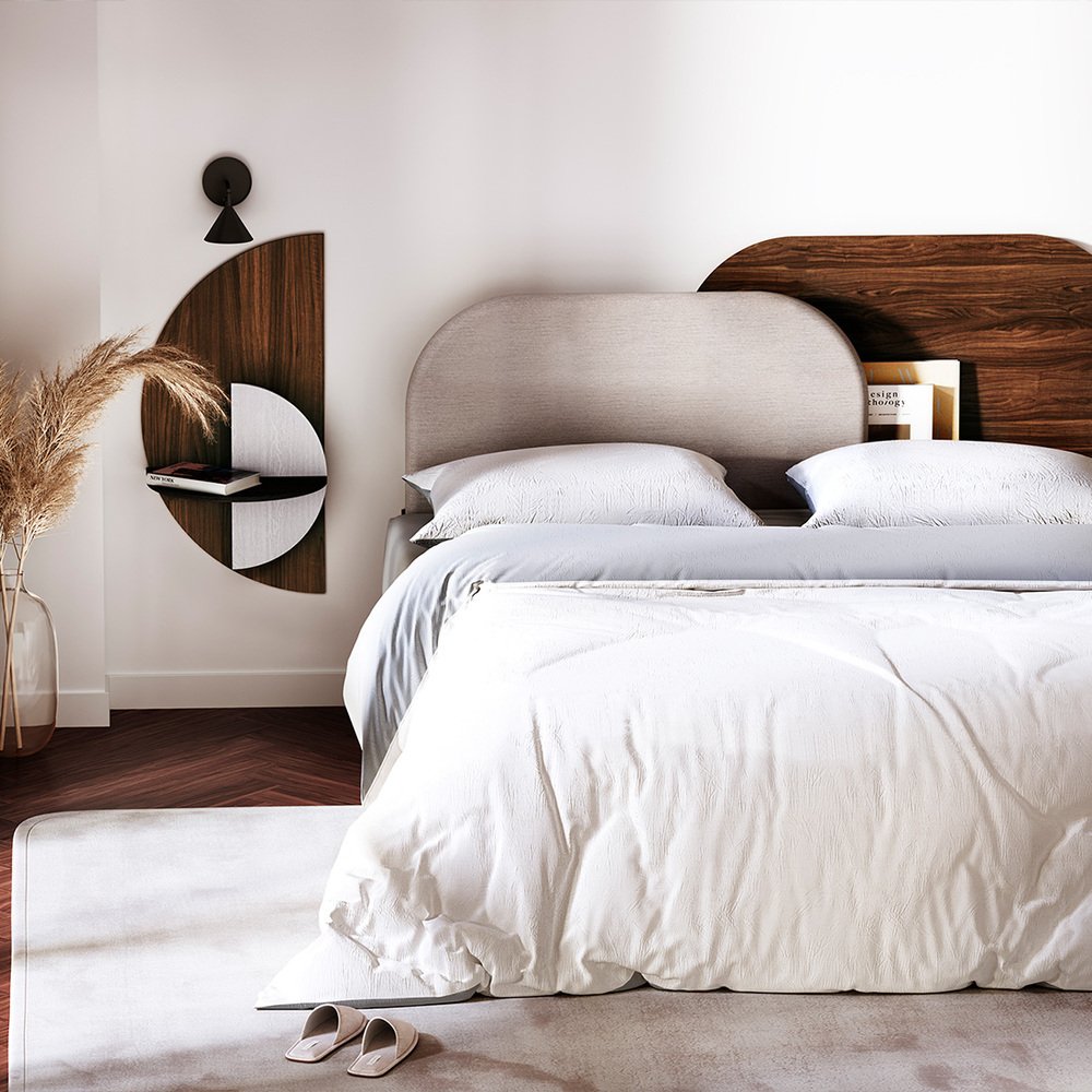 Alba Headboard in Oak and Blue by Daniel García Sánchez for Woodendot