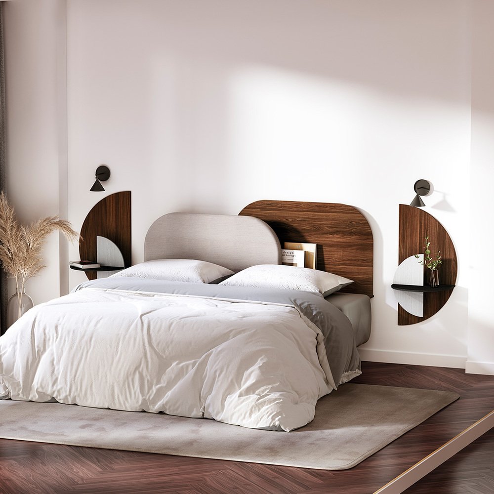 Alba Headboard in Oak and Blue by Daniel García Sánchez for Woodendot