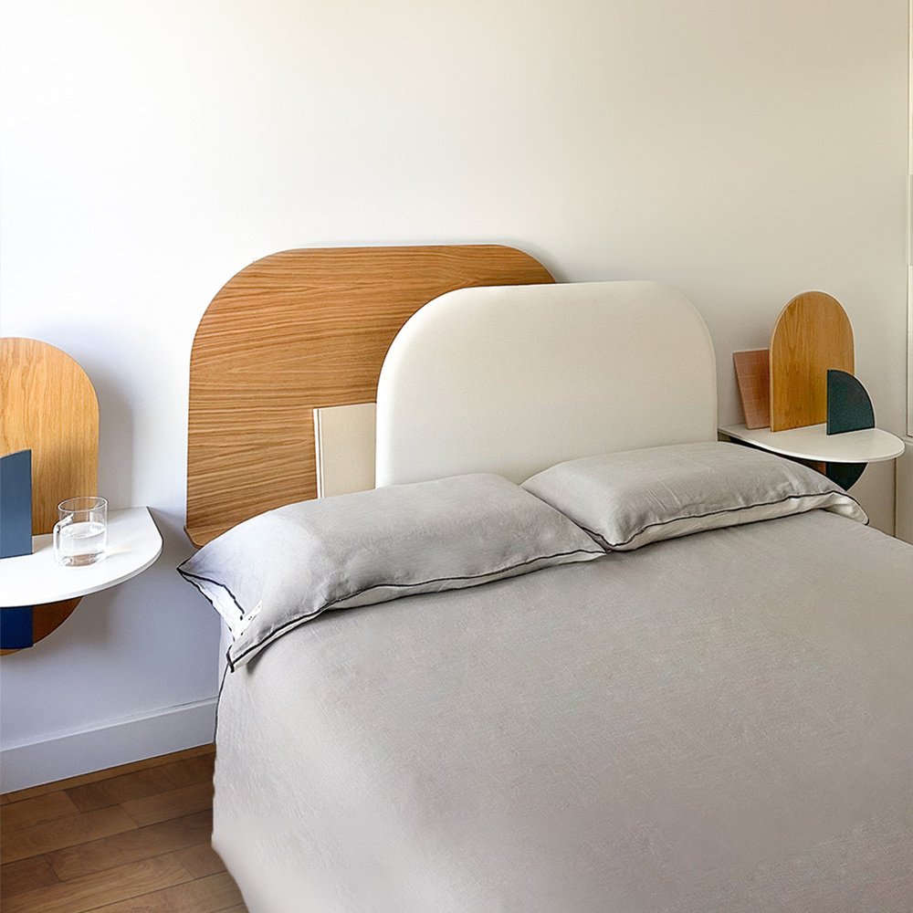 Alba Headboard in Oak and Blue by Daniel García Sánchez for Woodendot