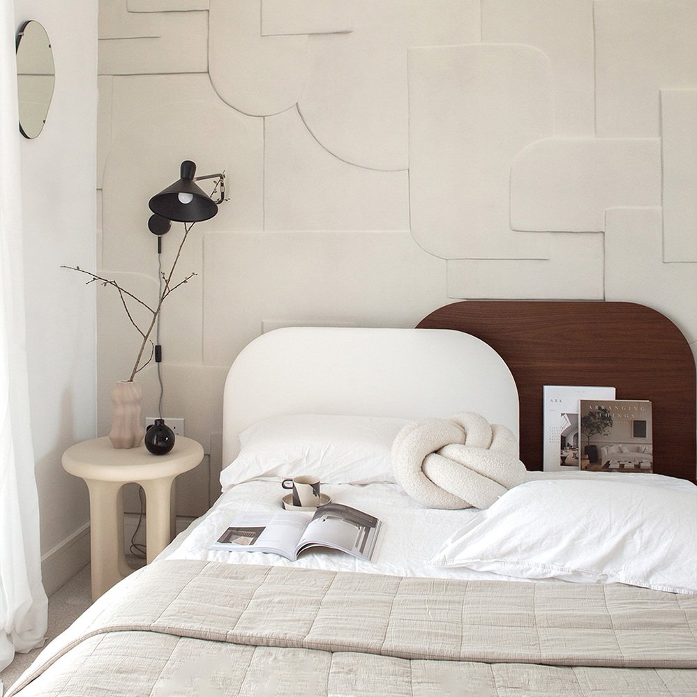 Alba Headboard in Oak and Blue by Daniel García Sánchez for Woodendot