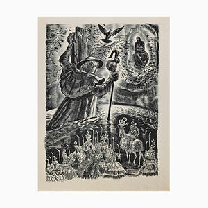 Albert Decaris, Moses and Israel, Ink Drawing, Mid-20th Century-ZCI-1788934