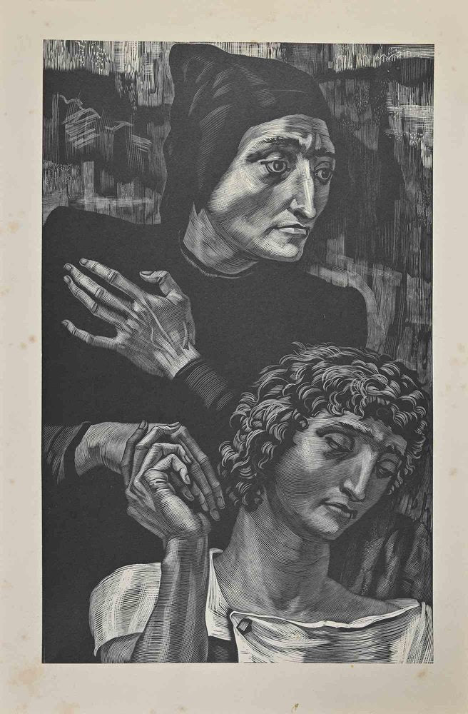 Albert Decaris, The Compassion, Etching, Early 20th Century