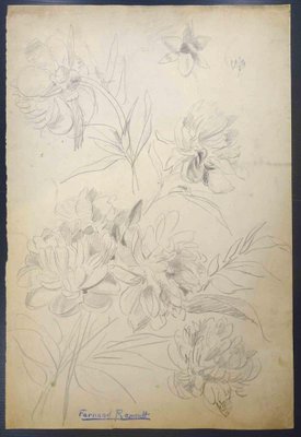 Albert Fernand-Renault, Flowers, Drawing, 1950s-ZCI-1788670