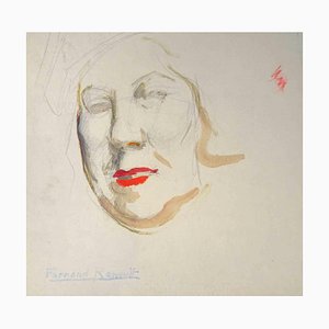 Albert Fernand-Renault, Portrait, Pencil & Watercolor Drawing, 1950s-ZCI-2025347